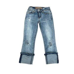 Joes Girls Distressed Cuffed Jeans Size 8 Medium Wash Cotton Blend Stylish & Dur